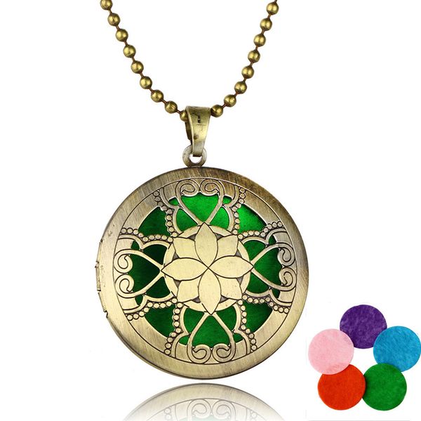 

hollow out lotus jeep aromatherapy accessories essential oil diffuser cosmetology necklace perfume pendeloque cut woman, Silver
