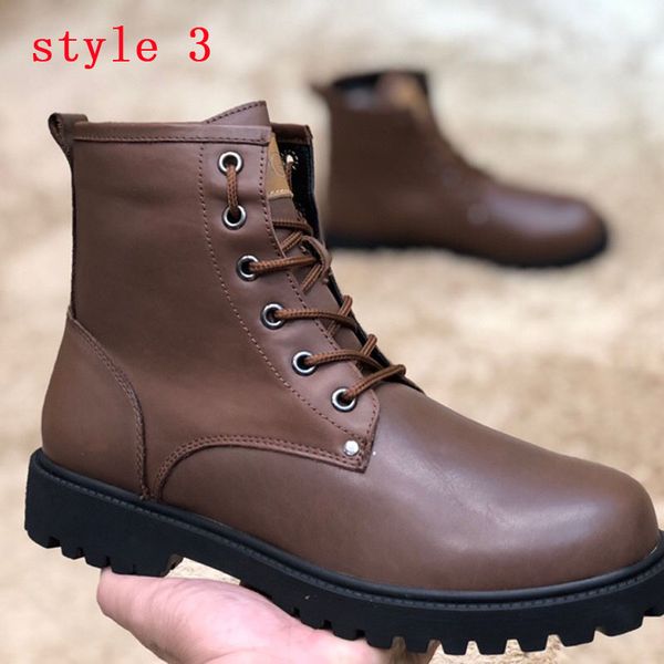 

2020 winter men's plus velvet warm martin boots fashion designer men's motorcycle boots flat men's coach training sports shoe, Black