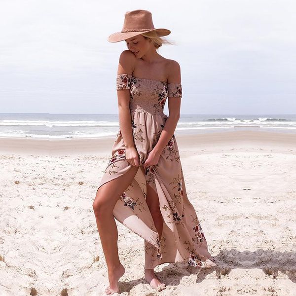 

dress sleeveless dress chest print beach dresses women seaside holiday dresses summer wrapped long, Black;gray
