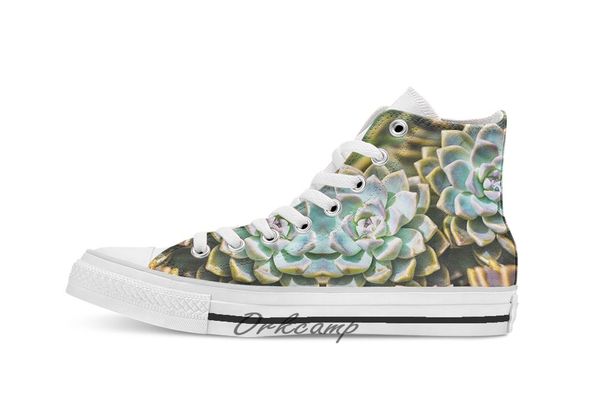 

sucker for succulents custom casual high lace-up canvas shoes sneakers drop shipping