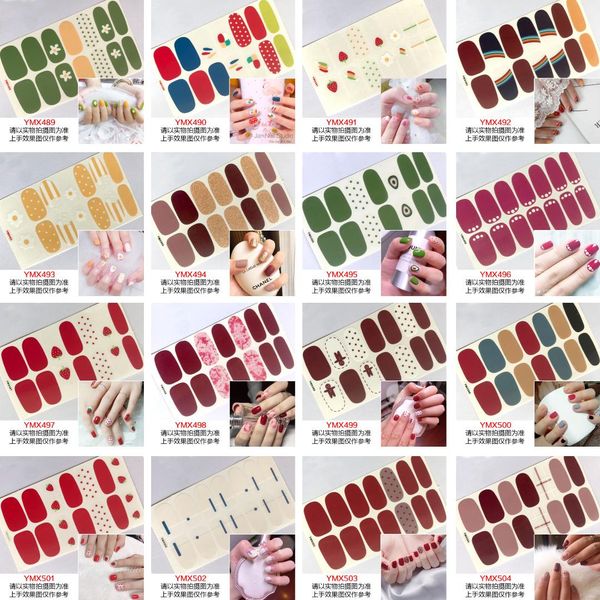 

nail art full-cover sticker sheet 14tips sticker polish ymx489-504, Black