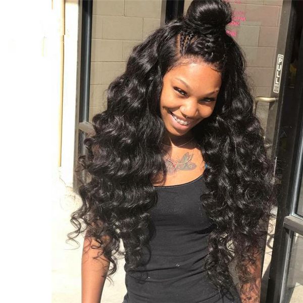 Glueless Full Lace Wigs Natural Hair Color Loose Wave Human Hair