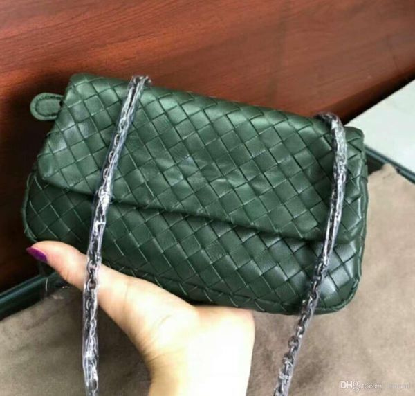 

2019 women handmade material crochet handbag classic genuine sheep skin leather hand bag card holder bottom zipper pocket kintting new 20cm