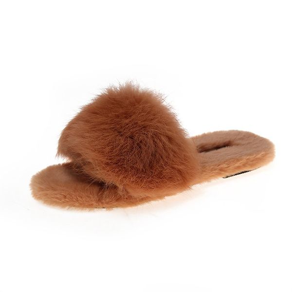 

2019 осень женская обувь тапочки твердая fur круглый toe повседневная мода плоские каблуки все-матч 35-40, Black