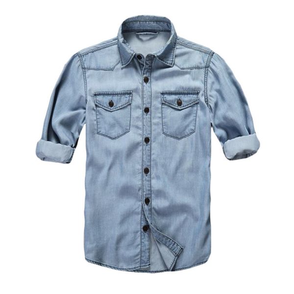 

spring autumn new casual wild loose denim shirt lapel male brand long sleeve shirt day silk denim jacket, White;black