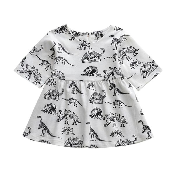 

summer new fashion daily toddler infant baby girls cartoon dinosaur print sun dresses clothes outfits wholesale z4, Red;yellow
