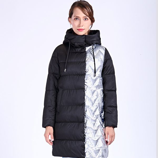 

2019 new silver thick parka plus size long bio fluff hooded women winter coat european style warm stylish winter jacket outwear, Black
