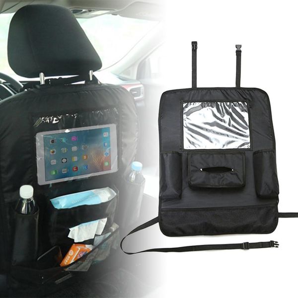 

universal car back seat organizer phone tablet holder storage bag adjustable mesh pockets sundries organizer back seat hanging