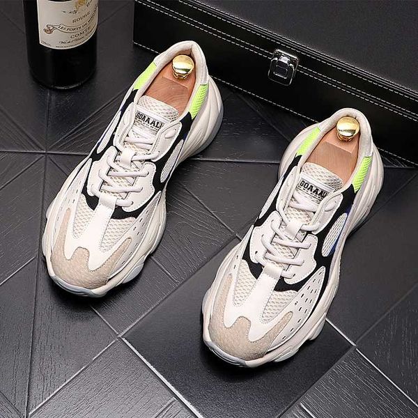 

2020 new fashion breathable casual flats mesh lace-up platform shoes male sneakers wedding prom zapatos hombre vestir, Black