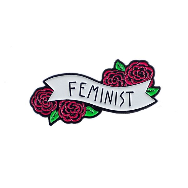 Blumenband-Brosche, feministisches buntes Blumenbanner, Emaille-Anstecknadel, Hut, Hemd, Knopf, Anstecker, weibliche Freundin, feministisches Geschenk