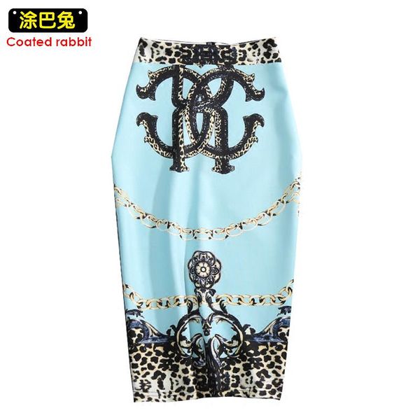 

hj женщины юбка-карандаш gemetroc напечатаны моды высокой талии упругость slim рабочие леди юбки m-2xl выбрать летний прохладный дышащие, Black