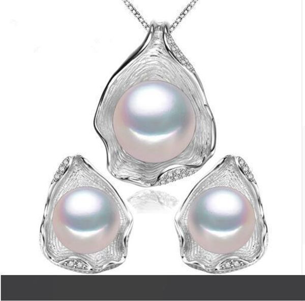 

pearl jewelry ,pearl pendant jewelry sets for women pearl necklace earring wedding jewelry set , shell pendant design, Silver