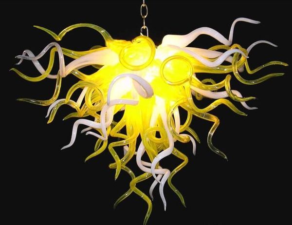 Lustres Amarelo Limão Pequeno Lâmpada Pendurado Coração Lustre de Vidro Soprado Iluminações Lâmpadas LED Lâmpadas Artísticas Interiores Decoração de Casa