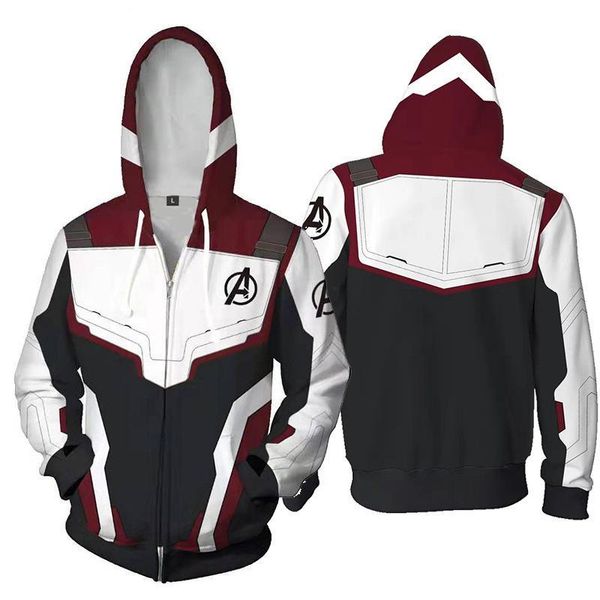

the avengers 4 endgame quantum realm captain marvel cosplay costume hoodies men zipper hooded sweatshirt polyester jacket clothing, Black