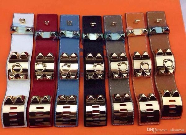 

2020 sell h crocodile pattern leather four nail rivets leather love bracelet exaggerated punk wind bracelet&bangle for women jewelry, Black