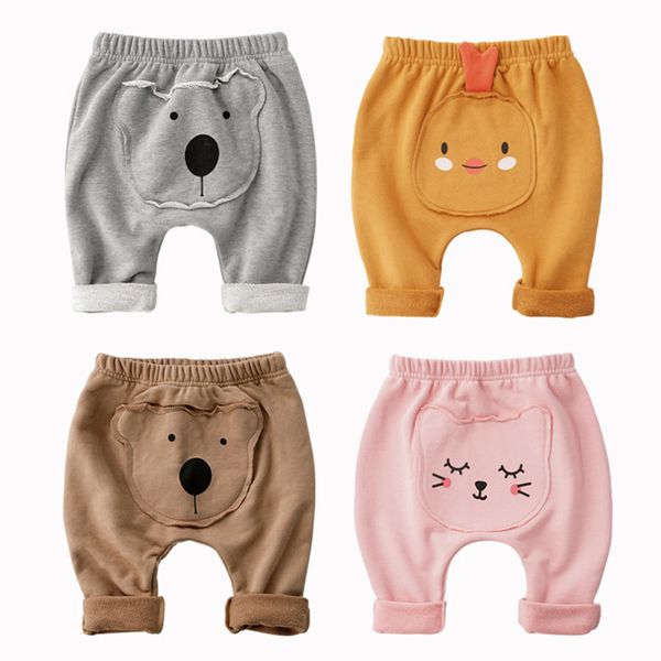 

cute cartoon stickers baby pants animal print trousers boys casual long pants, Blue