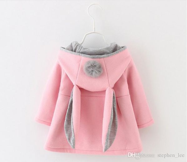 

sunma new autumn winter baby girls rabbit ears hooded princess jacket coats infant girl cotton outwear cute kids jackets christmas gifts, Blue;gray