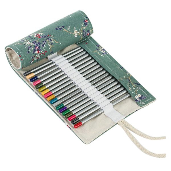 

canvas wrap roll up pencil bag pen case holder storage pouch