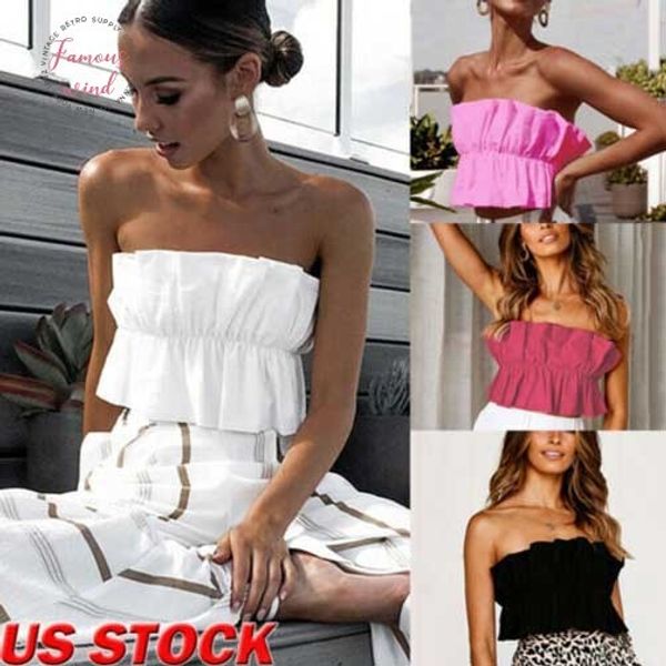 

2019 горячая новых женщин черный sexy твердая backless сборки tank бюстье бюстгальтер жилет crop top bralette club wear singlet пляжная одеж, White