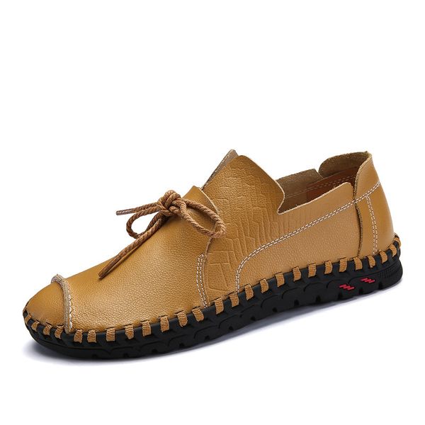 

big size 38-47 new fashion casual shoes men lace up flats summer comfortable handmade driving moccasins men shoes, Black