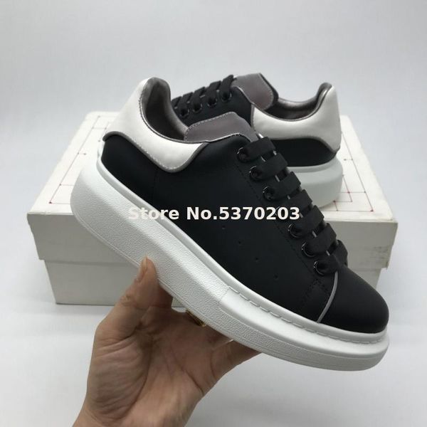 

2019-20 olome-mc designer men women flat shoes spring autumn sneakers genuine leather black reflective lines size 36-45