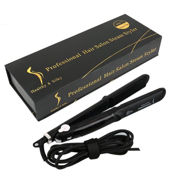 

professional dual use ceramic vapor steam hair straightener salon personal use hair styling tool straightener, Black