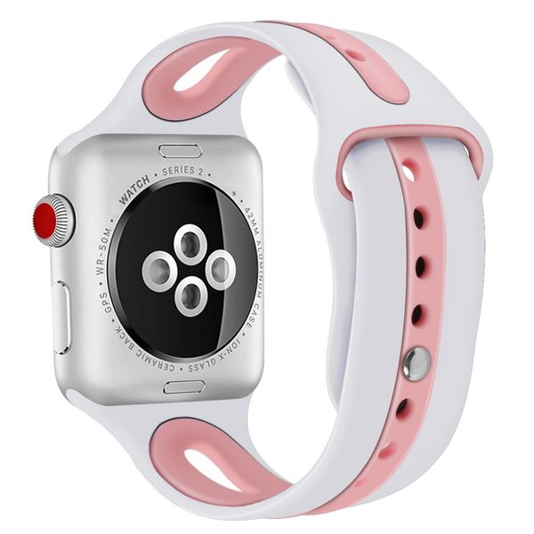 

силикон для apple смотреть band 38мм 40мм 42мм 44mm двойные цвета каучуковый браслет спорт интеллектуальный ремешок для iwatch 5 4 3 2 1, Black;brown