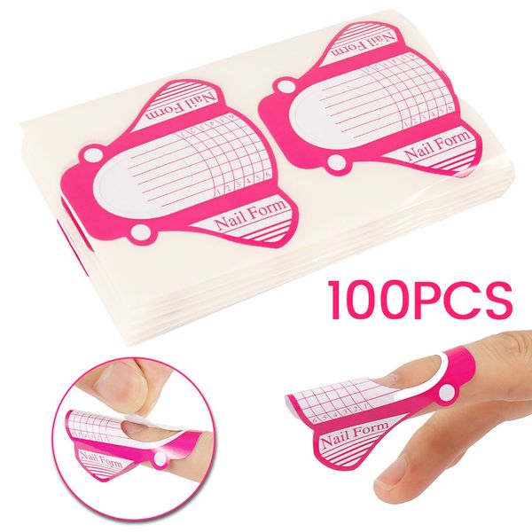 

100pcs nail extended paper tray acrylic nail artificial nails art tips guide form manicure beauty tools for finger drop ship, Red;gold