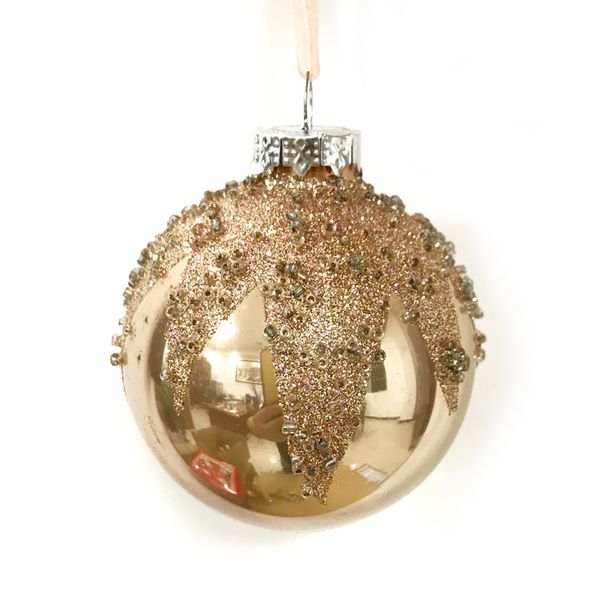 

christmas tree decorations glass creative pendant window display gift foreign trade 8cm bright gold beads ball