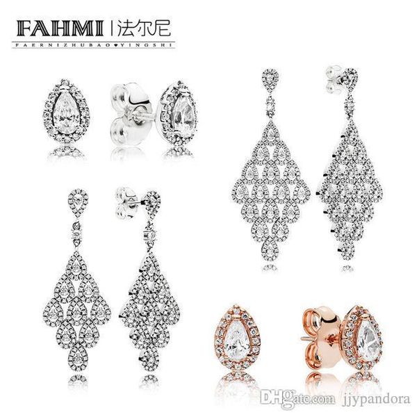 

fahmi 100% 925 sterling silver 286252cz rose radiant teardrop earring studs 296321cz cascading glamour limited edition earrings 11, Golden;silver