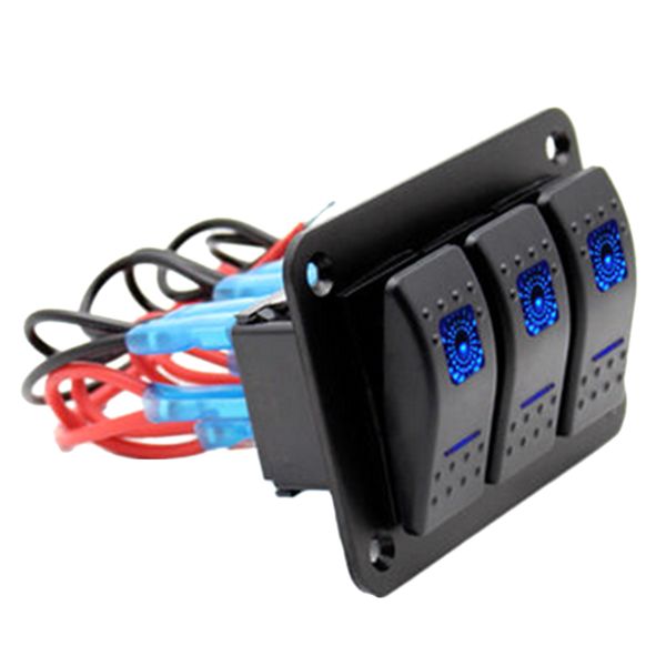 

rocker switch 3 gang panel -blue led light ,boating,caravan