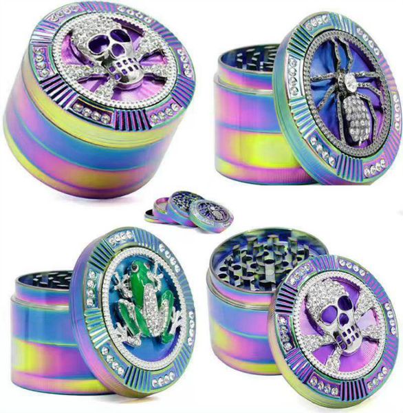 

Алмазная Радуга Херб Grinder 52MM 4 шт пыльцой Catcher Прочный специй Heavy Duty цинковый сплав курения табака Херб шлифмашины