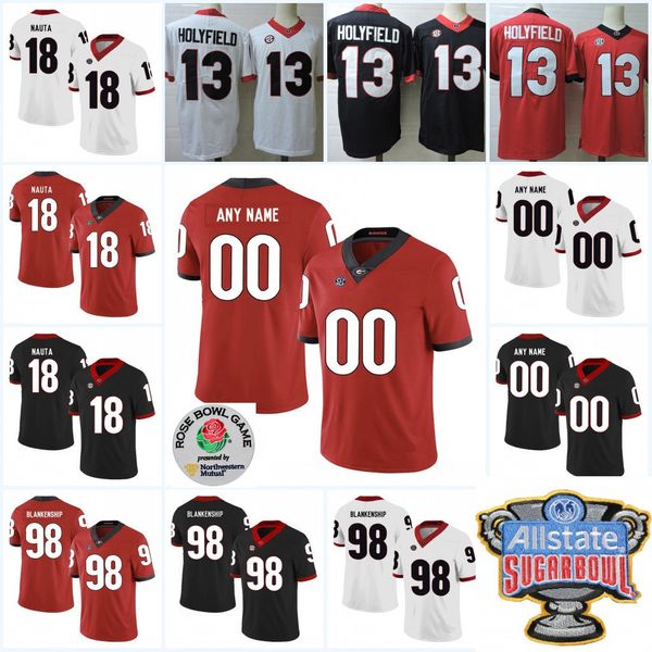 

custom ncaa georgia bulldogs football jersey rodrigo blankenship isaac nauta elijah holyfield justin fields tyler simmons jr.reed uga jersey, Black;red