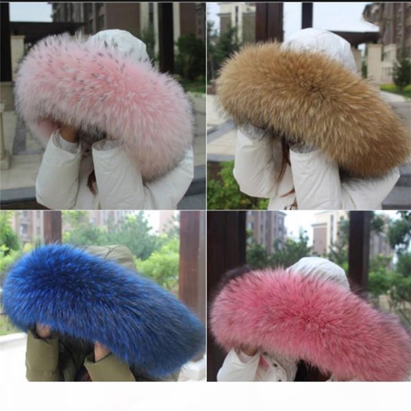 

luxury men's neck warmer fur scarves for jacke coats in winter real raccoon fur collar scarf for fur parka womens shawl wraps d19011004, Blue;gray