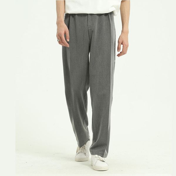 

мужской уличный стиль ретро мода свободные широкие брюки япония корея уличная одежда прямые брюки мужчины боковое соединение повседневный ко, Black