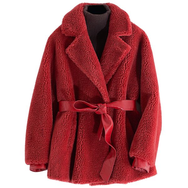 

real fur coat 100% wool jacket autumn winter wool coat women clothes 2019 korean vintage sheep shearling fur b18f33301 2855, Black