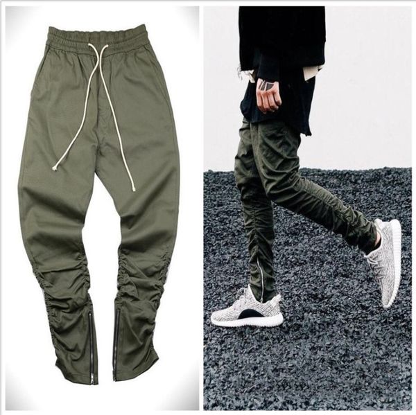 

mens jogger new side zipper pants hip hop fashion high street jogger pants with 3 colors asian size 30-36, Black