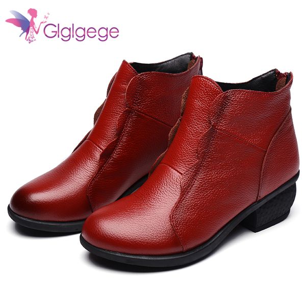 

glglgege 2019 new autumn early winter shoes women thick heel boots fashion keep warm women's boots brand woman ankle botas, Black