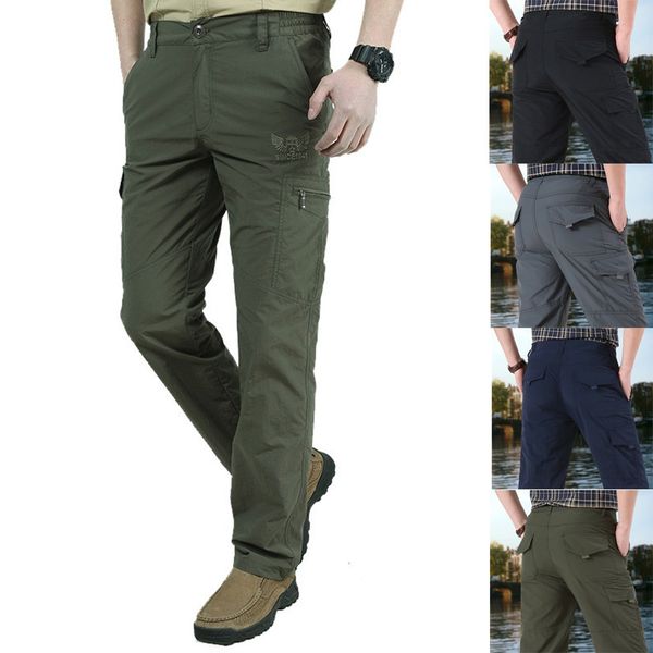 

pants men's summer new style outdoor fast-drying breathable sport casual trousers cargo tactical pockets army pants, Black