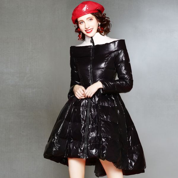 

solid korean clothes camperas mujer 2020 european winter jacket female thicker warm long white duck down coat women d67, Black