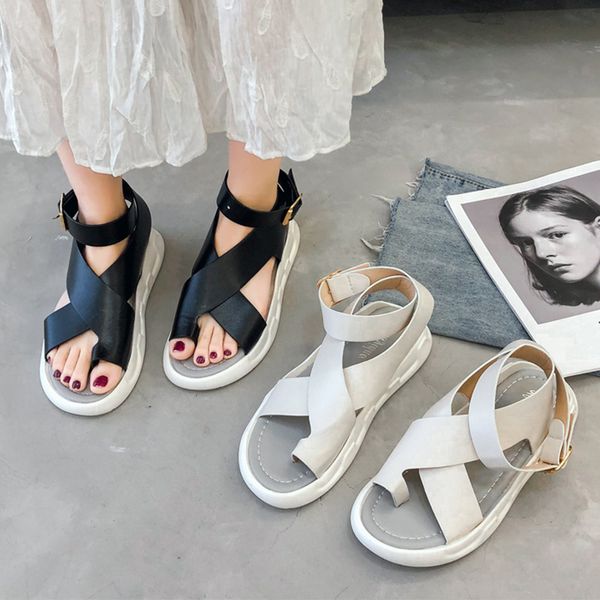 

female shoes med house slippers platform slides lady fashion rubber flip flops 2020 girl flat hawaiian basic cross-tied, Black