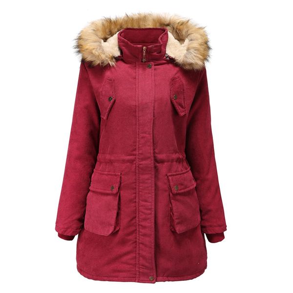 

plus size winter women coat solid lapel zipper hooded long coat jacket slim pockets ladies overcoat outwear long parka, Black