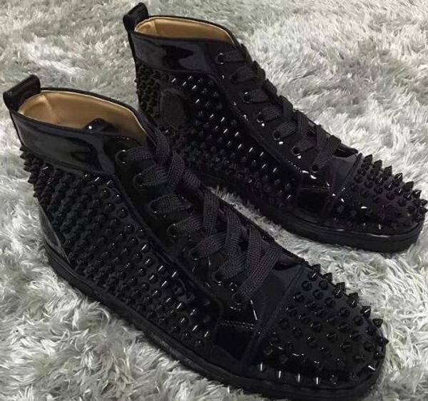 

perfect quality high red bottom spikes sneakers shoes men women outdoor casual flats walking shoes luxury leisure trainer footwea 35-46, Black