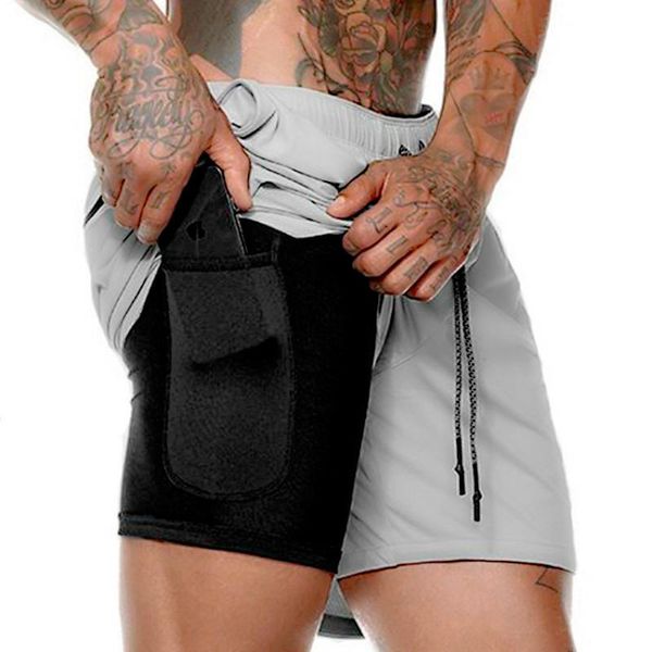 

men summer slim shorts gym fitness bodybuilding running male short pant knee length breathable mesh sportswear y190508 promotion, Black