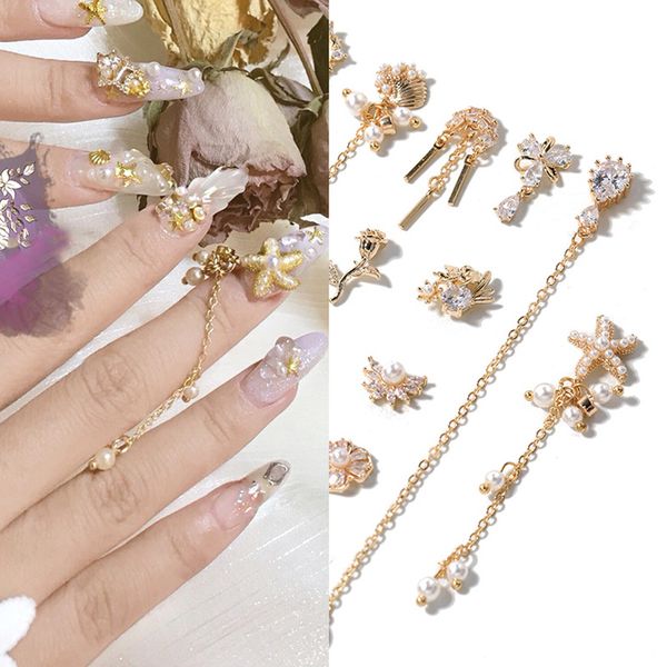 

mad doll 2 pcs / pack nail rhinestones gold metal flowers nail art jewelry bling 3d diy decorations accessories, Silver;gold