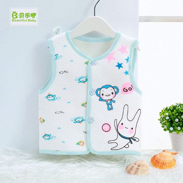 

autumn winter latest baby boy girl warm vest v-neck kids 100% cotton waistcoat cartoon outerwear vest for 6-48m baby girl boy, Blue