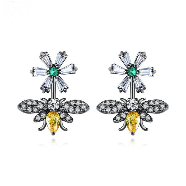 

fashion vintage cubic zirconia bee earring for women, Silver