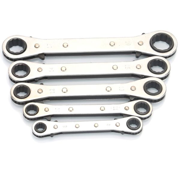 Freeshipping 5pc 6-21Mm Metric offset Torque Wrench Set Universal Ratchet Wrench Spanner Duplo End Wrench offset Anel Spanner