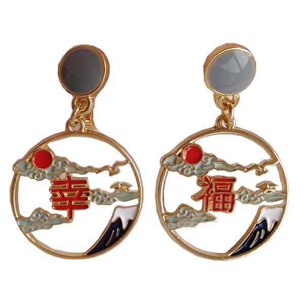 

10 pair /lot fashion jewelry gold metal lucky chinese earrings, Golden;silver
