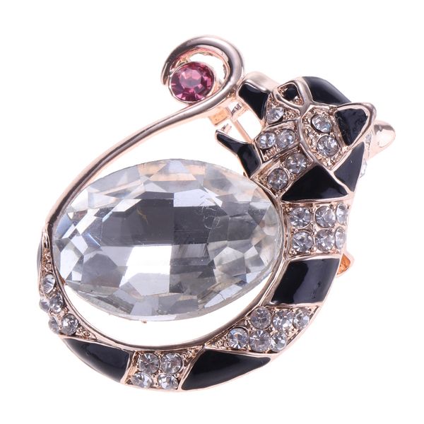 

fancy jewelry cute kitten cat eye animal brooch corsage collar pin accessory, Gray